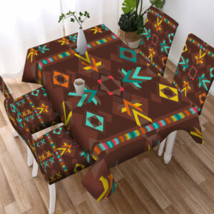 brown pattern design native american tablecloth chair cover