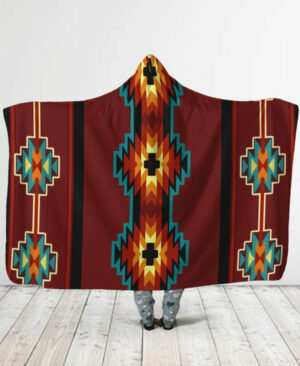 brown pattern hooded blanket