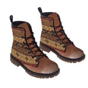 brown pattern native leather martin short boots