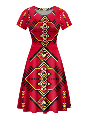 bs 00053 native tribes pattern round neck dress