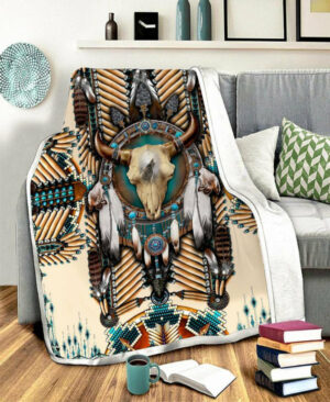 buffalo head motifs fleece blanket 1