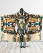 Buffalo Head Motifs Hooded Blanket