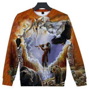 calling the totems native american art sweatshirt