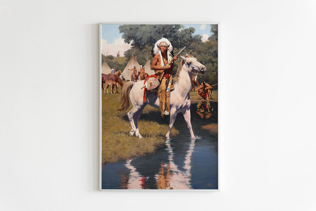 Chief Riding White Horse Native Canvas – 49native.com