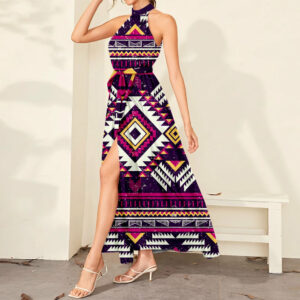 dmx07 pattern tribal native dress maxi ligation