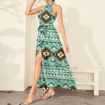 dmx33 pattern tribal native dress maxi ligation