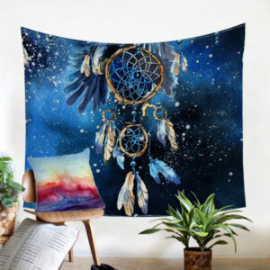 dreamcatcher blue galaxy decorative tapestry 1