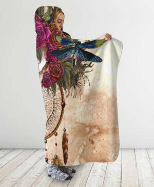 dreamcatcher rose hooded blanket 1