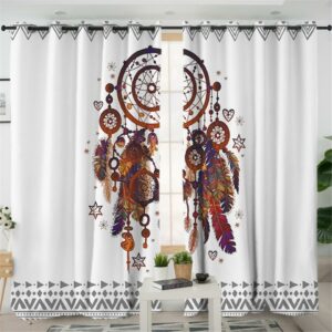 dreamcatcher watercolor native american design window living room curtain