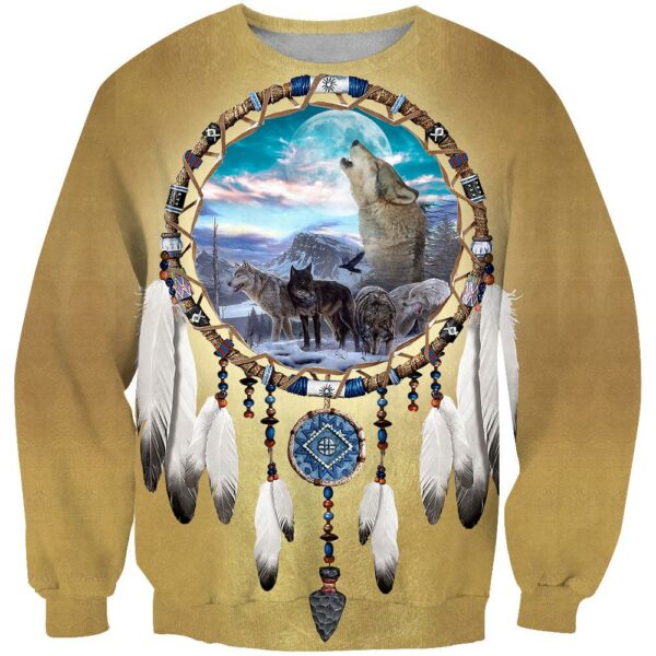 dreamcatcher wolf native american 3d sweatshirt