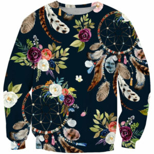 dreamcatchers and flowers native american 3d sweatshirt 1