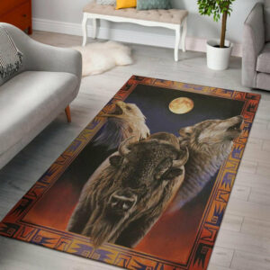 eagle bison wolf moon native american pride area rug 1