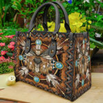 eagle mandala brown leather bag