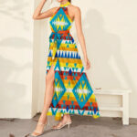 ethnic geometric pattern dress maxi ligation