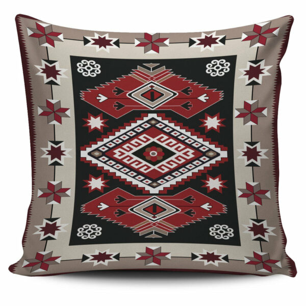 ethnic red gray pattern native american pillow covers