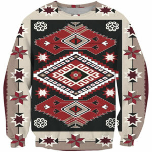 ethnic tribal red brown pattern native american 3d sweatshirt 1