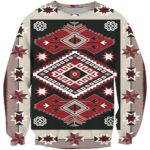 ethnic tribal red brown pattern native american 3d sweatshirt