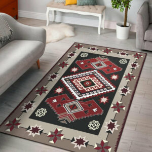 ethnic tribal red brown pattern native american area rug 1