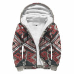 Ethnic Tribal Red Brown Pattern Native American Sherpa Hoodie