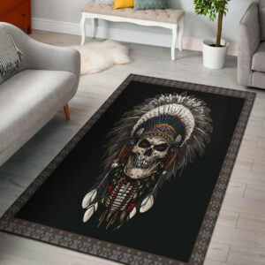 feather chief skull native american area rug no link 1