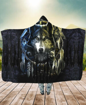 forest wolf hooded blanket