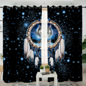galaxy dreamcatcher wolf native american living room curtain 1