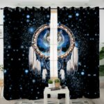 galaxy dreamcatcher wolf native american living room curtain