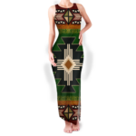 gb nat0001 pattern native round neck double slit sundress