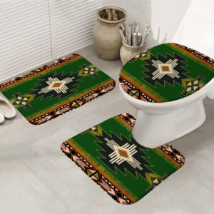 gb nat0001 southwest green symbol native american bathroom mat 3 pieces