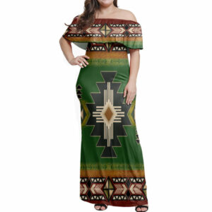 gb nat0001 southwest green symbol native american off shoulder dress 1