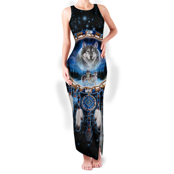 gb nat00010 pattern native round neck double slit sundress