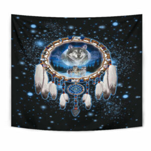 gb nat00010 tape01 galaxy dreamcatcher wolf 3d native american tapestry 1