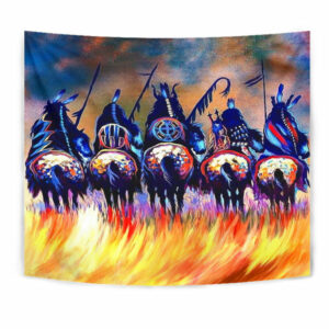 gb nat00013 tape01 5 warriors native american tapestry 1