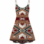 gb nat0002 orange geometric native american strings dress