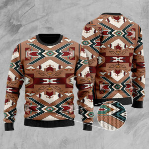 gb nat0002 orange geometric native american sweater