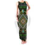 gb nat00023 pattern native round neck double slit sundress