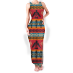 gb nat00029 pattern native round neck double slit sundress