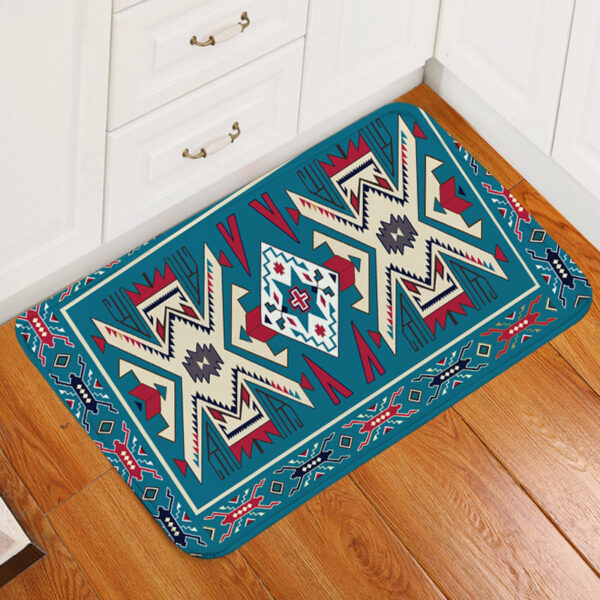 gb nat0003 blue pink pattern native american doormat