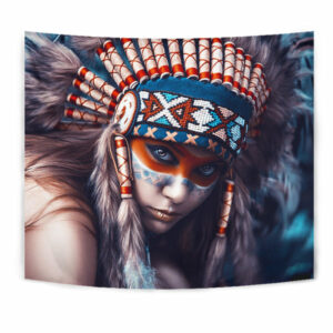 gb nat00038 3d native girl native american tapestry 1