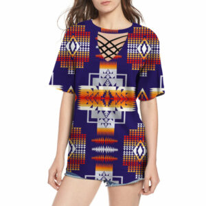 gb nat0004 purple pattern native american round neck hollow out tshirt 1