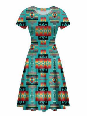 gb nat00046 01 blue native tribes pattern round neck dress