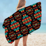 gb nat00046 02 black native tribes pattern native american bath towel