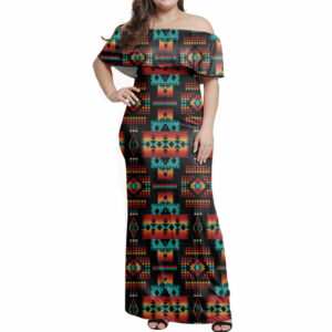 gb nat00046 02 black native tribes pattern native american off shoulder dress 1