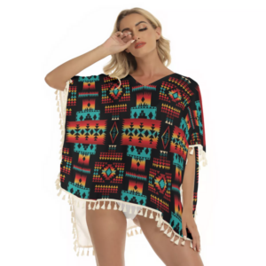gb nat00046 02 black native tribes pattern square fringed shawl 1