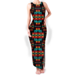 gb nat00046 02 pattern native round neck double slit sundress