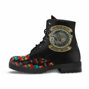 gb nat00046 02 skull black native tribes pattern leather boots 1