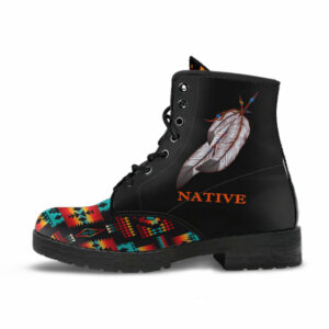 gb nat00046 02a black native tribes pattern native american leather boots 1