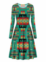 gb nat00046 05 green design native long sleeve dress