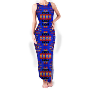 gb nat00046 06 pattern native round neck double slit sundress