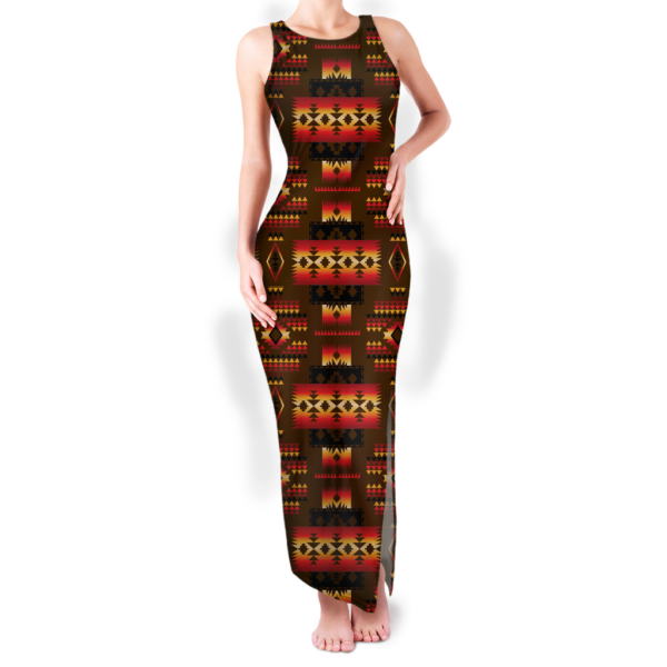 gb nat00046 08 pattern native round neck double slit sundress